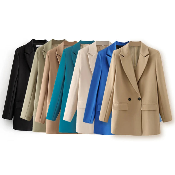 TRAF Blazer Woman Black Beige Khaki Blue Green Gray Women coat Fashion Office Wear Women's Blazers Jacket Outerwears 2024