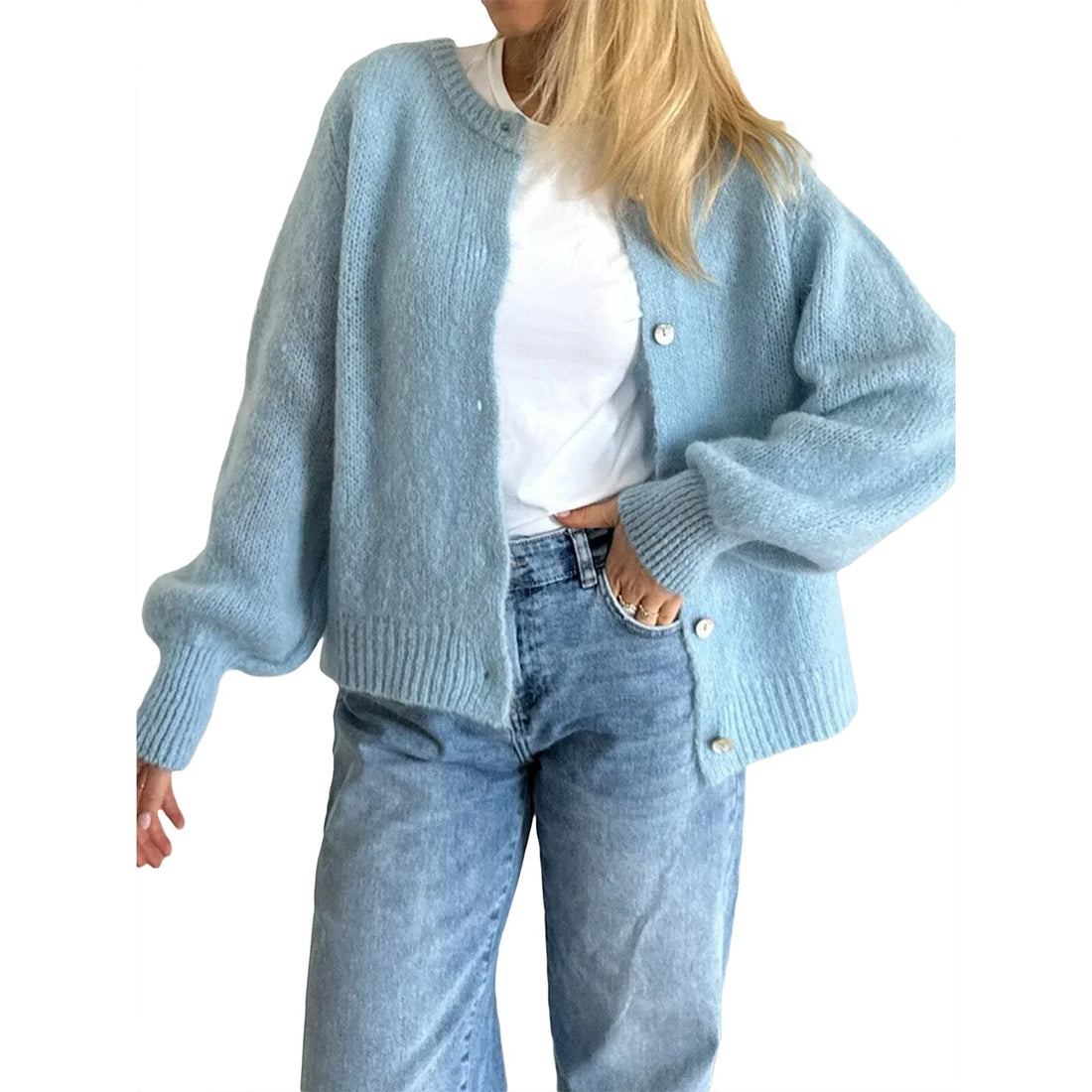 Y2k Sweaters Knitted Cropped Single Breasted Cardigan Sweaters Women Long Sleeve Open Front Casual Cardigan Knitwear Streetwear