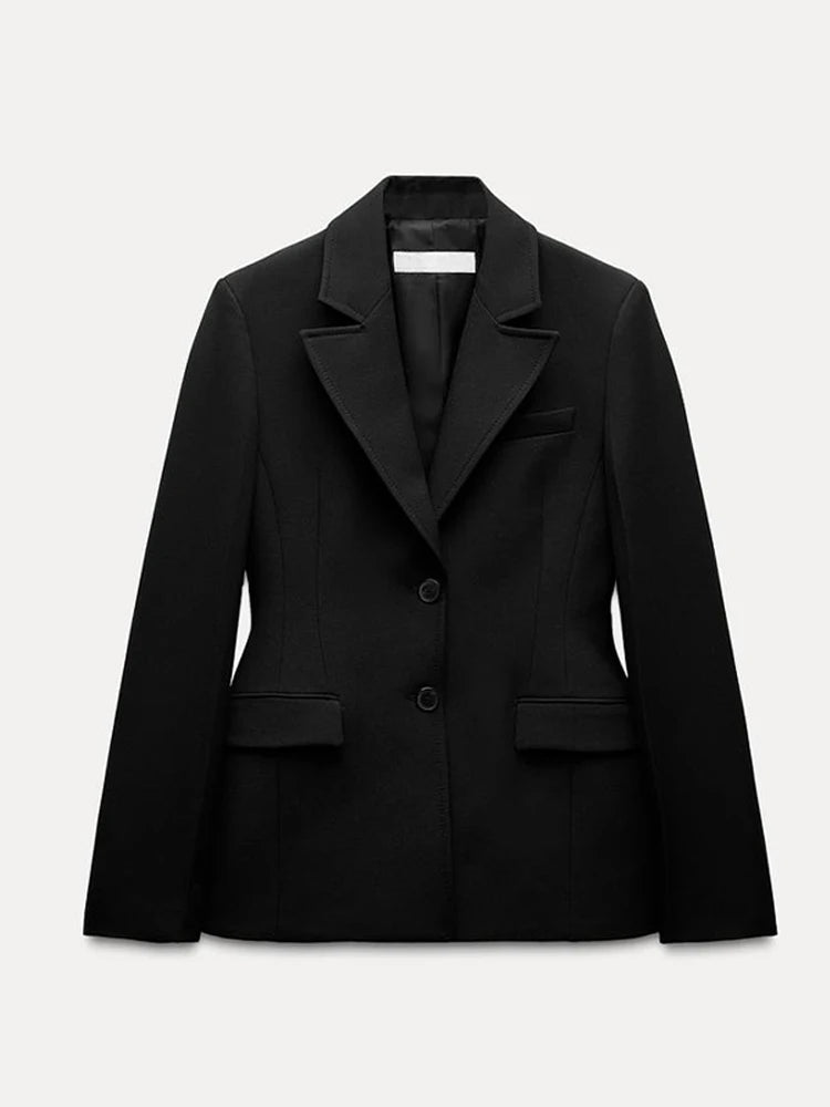 Mid Length V-Neck Suit Coat Jacket Waist Cinched Slim Fit Lapel Overcoat Fashion Commute Outwear Women's Clothing Spring Fall