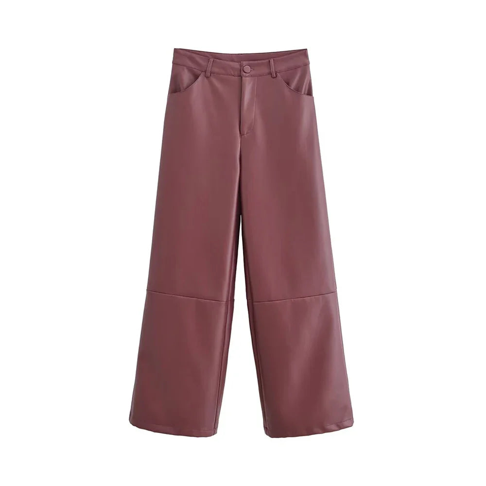 Burgundy Kunstlederhose - Dosanest