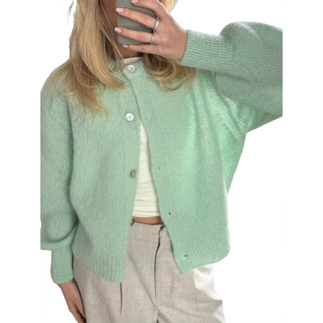 Y2k Sweaters Knitted Cropped Single Breasted Cardigan Sweaters Women Long Sleeve Open Front Casual Cardigan Knitwear Streetwear