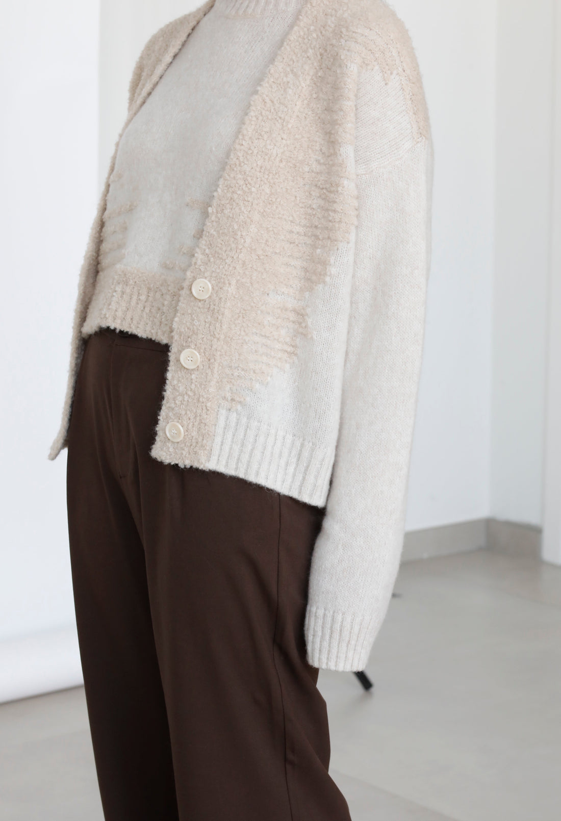 Cardigan Boucle' in Lana E Alpaca - Tecla